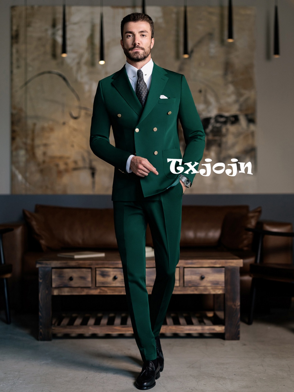 Men Formal Wear Pants - Ternos Slim Fit Verdes para Homens,