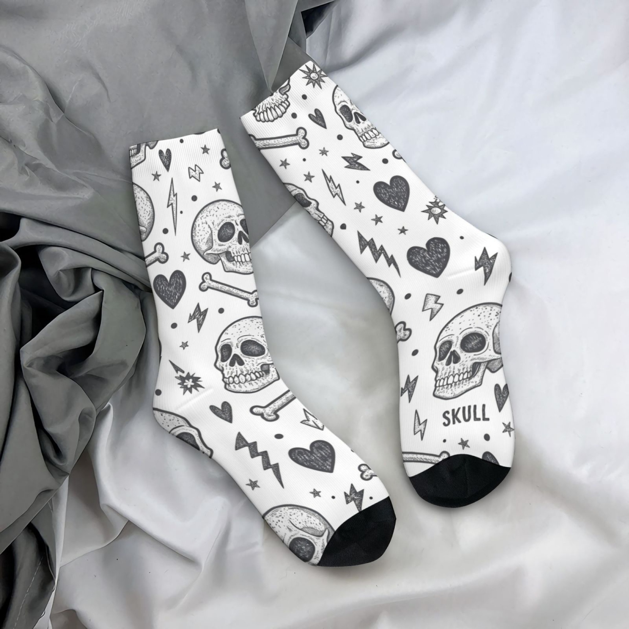 Men'S Gothic Formal Wear - Meias de tripulação desenhadas à mão
