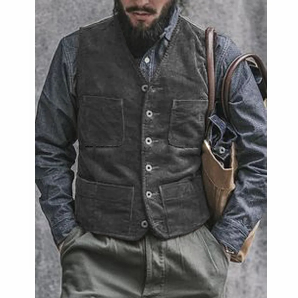 Men'S Gothic Formal Wear - Colete Masculino de Veludo Cotelê para