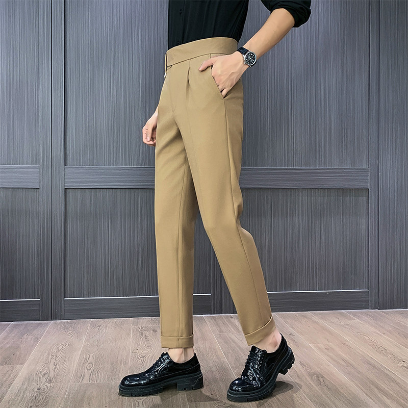 Men Formal Wear Top - Calças Masculinas de Cintura Alta e