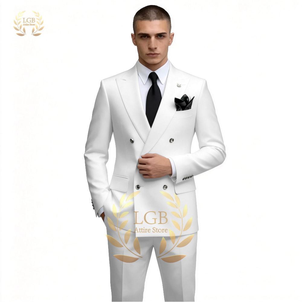 Men Formal Wear For Dinner - Terno Masculino Branco de Abotoamento Duplo