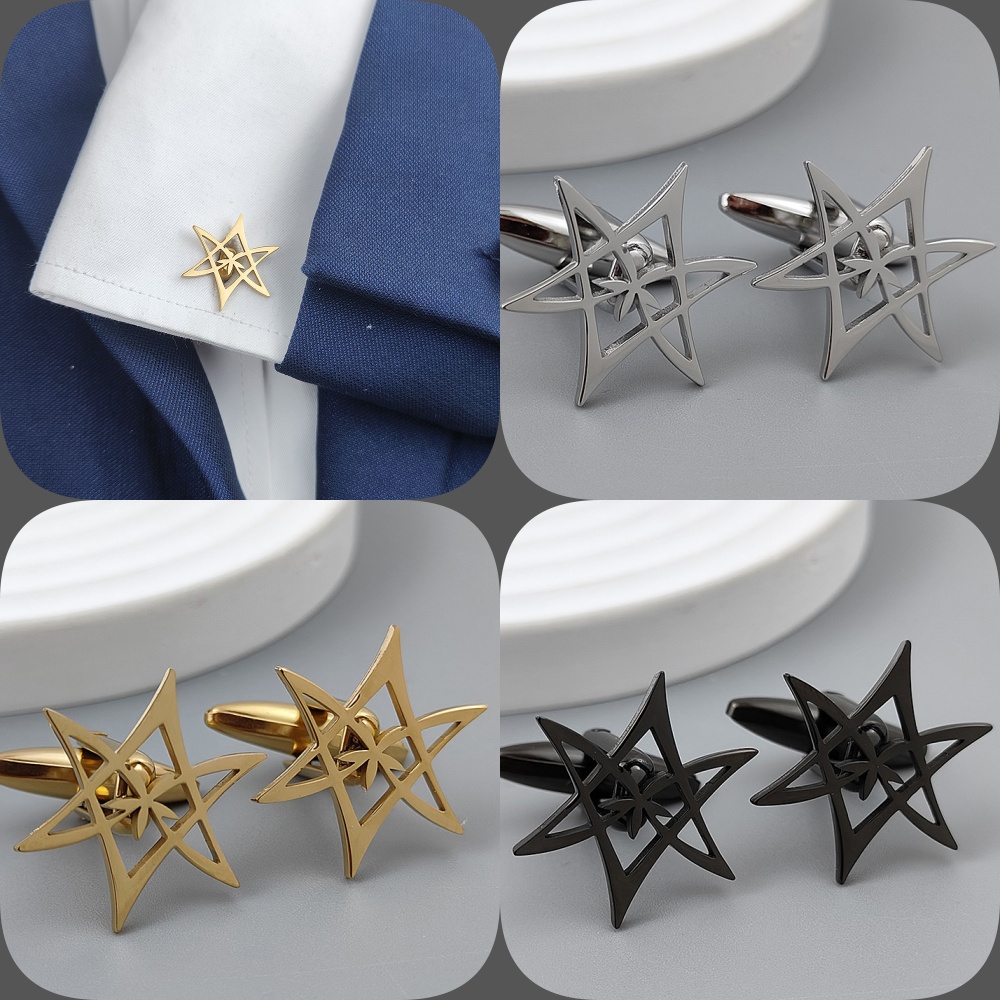 Men'S Gothic Formal Wear - Abotoaduras banhadas a ouro estrela hexagonal