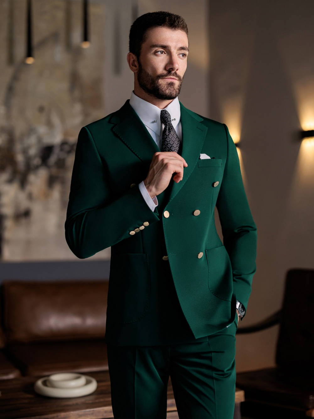 Ternos Slim Fit Verdes para Ho - Men Formal Wear Pants avaliação e preço