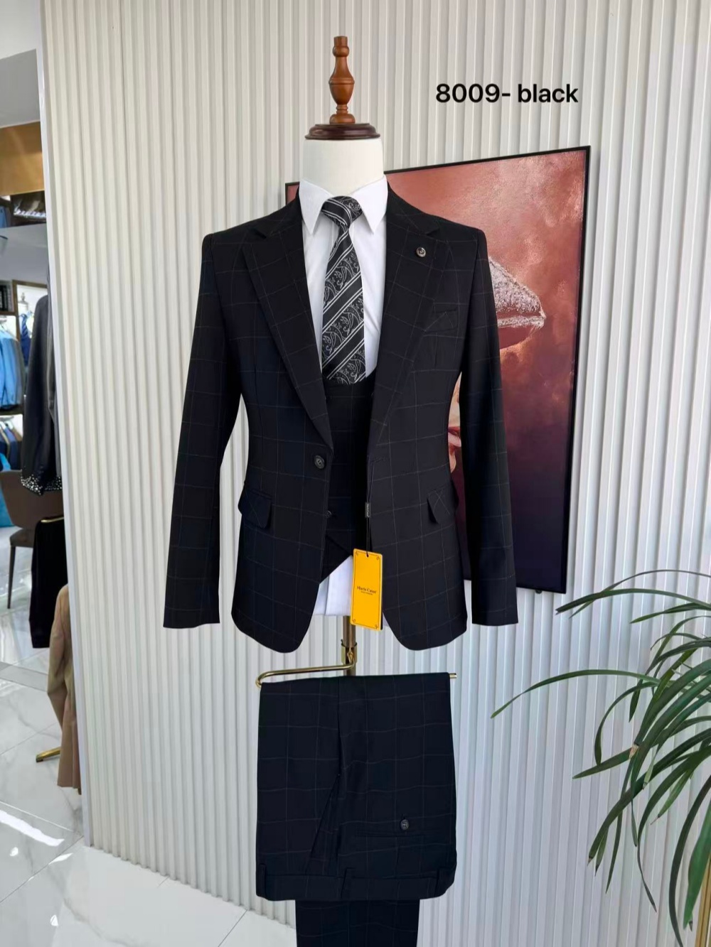 Terno Masculino Xadrez de 3 Pe - Men Formal Wear Pants avaliação e preço