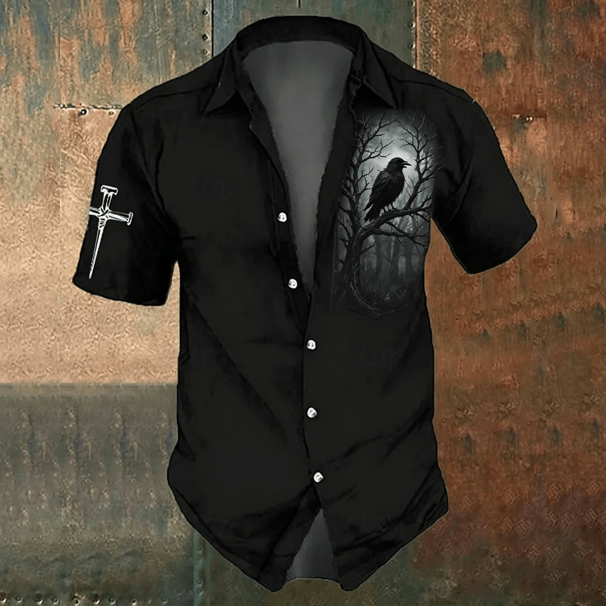 Camisa casual masculina preta  - Men'S Gothic Formal Wear avaliação e preço