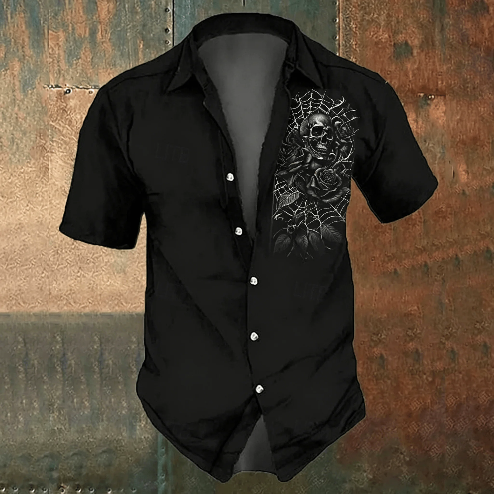 Camisa casual masculina preta  - Men'S Gothic Formal Wear avaliação e preço