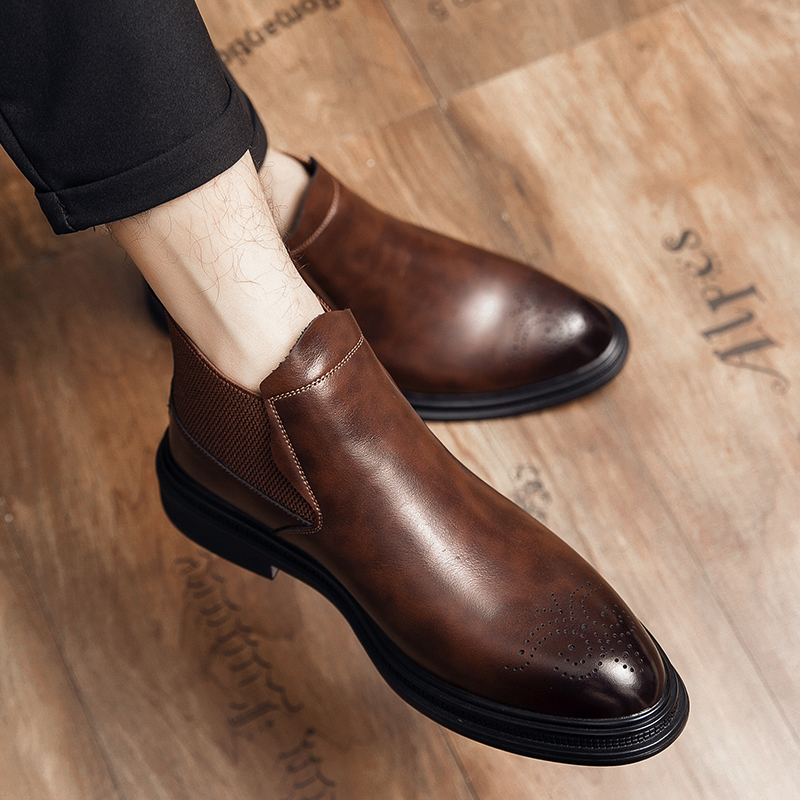 Sapatos de couro de cano alto  - Men Formal Wear Top avaliação e preço