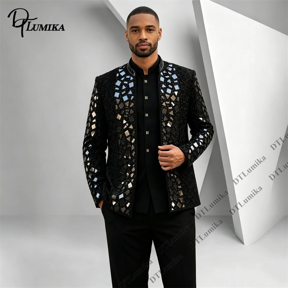 Terno Masculino Preto com Gola - Men Formal Wear Pants avaliação e preço