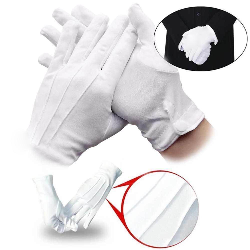 1 par luvas de algodão branco  - Formal Wear Gloves Men avaliação e preço