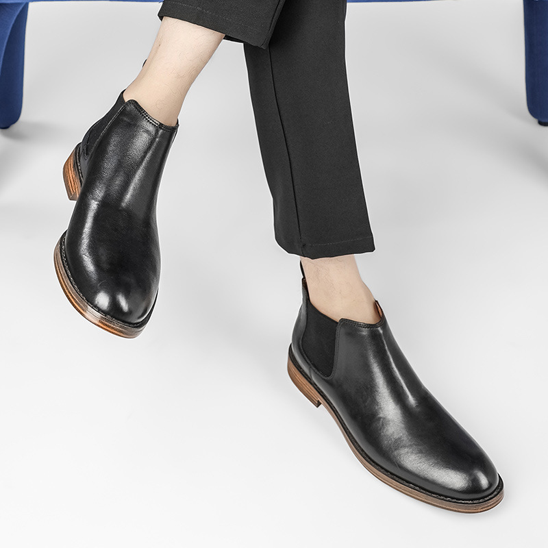 Botas masculinas de couro legí - Men Formal Wear Top avaliação e preço