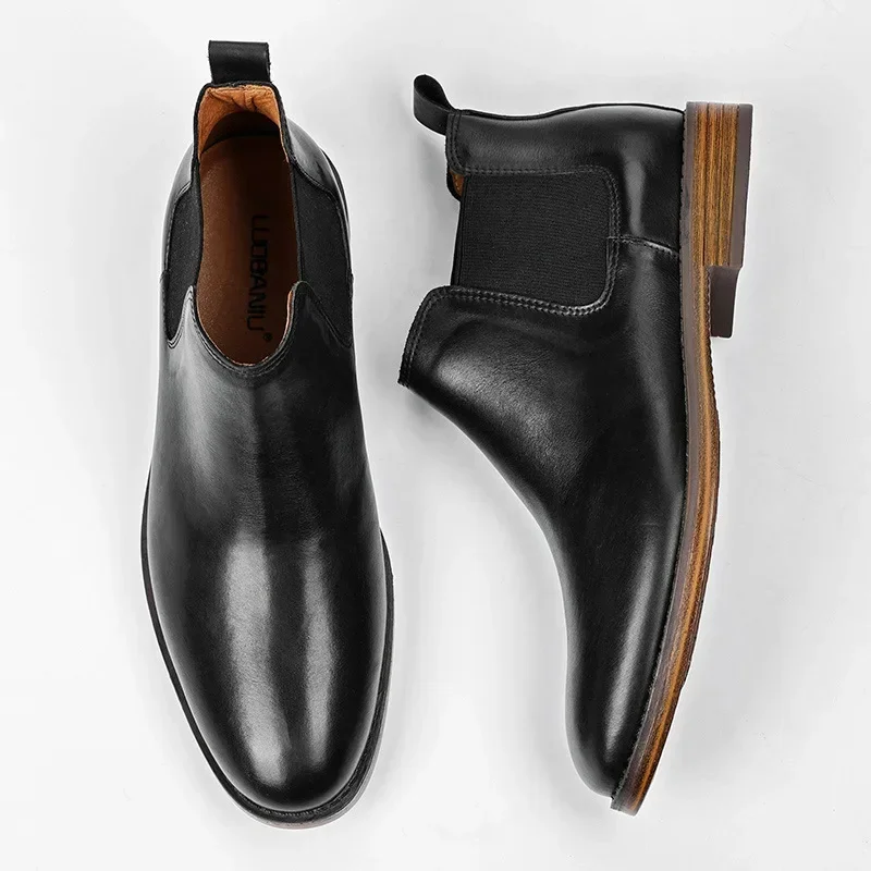 Botas masculinas de couro legí - Men Formal Wear Top avaliação e preço