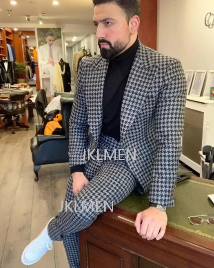 Houndstooth ternos masculinos  - Men Formal Wear Pants avaliação e preço