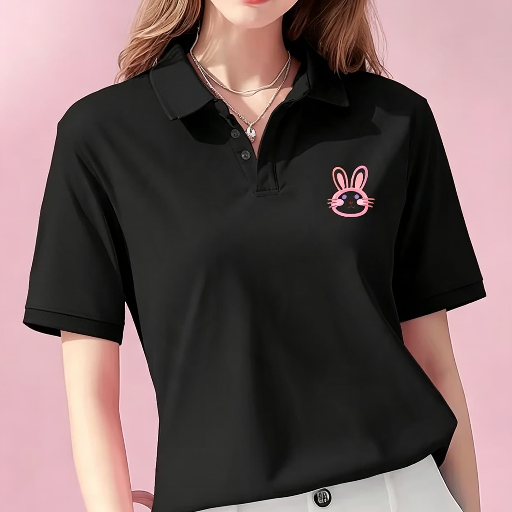 Camisa Polo Unissex Preta com  - Men Formal Wear Top avaliação e preço