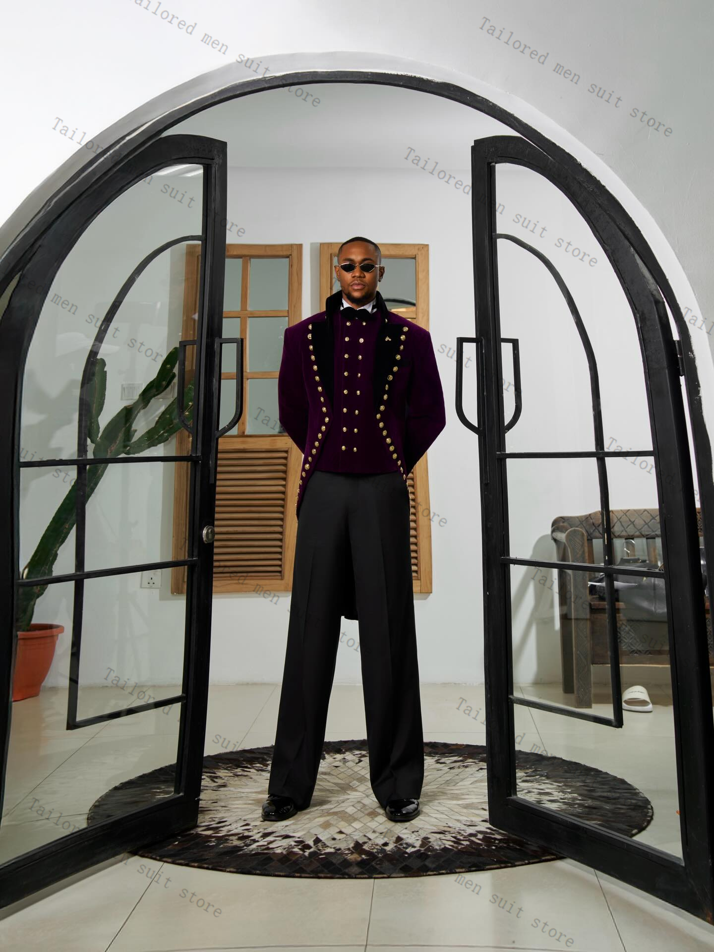 Ternos masculinos roxos, conju - Men Formal Wear Purple avaliação e preço